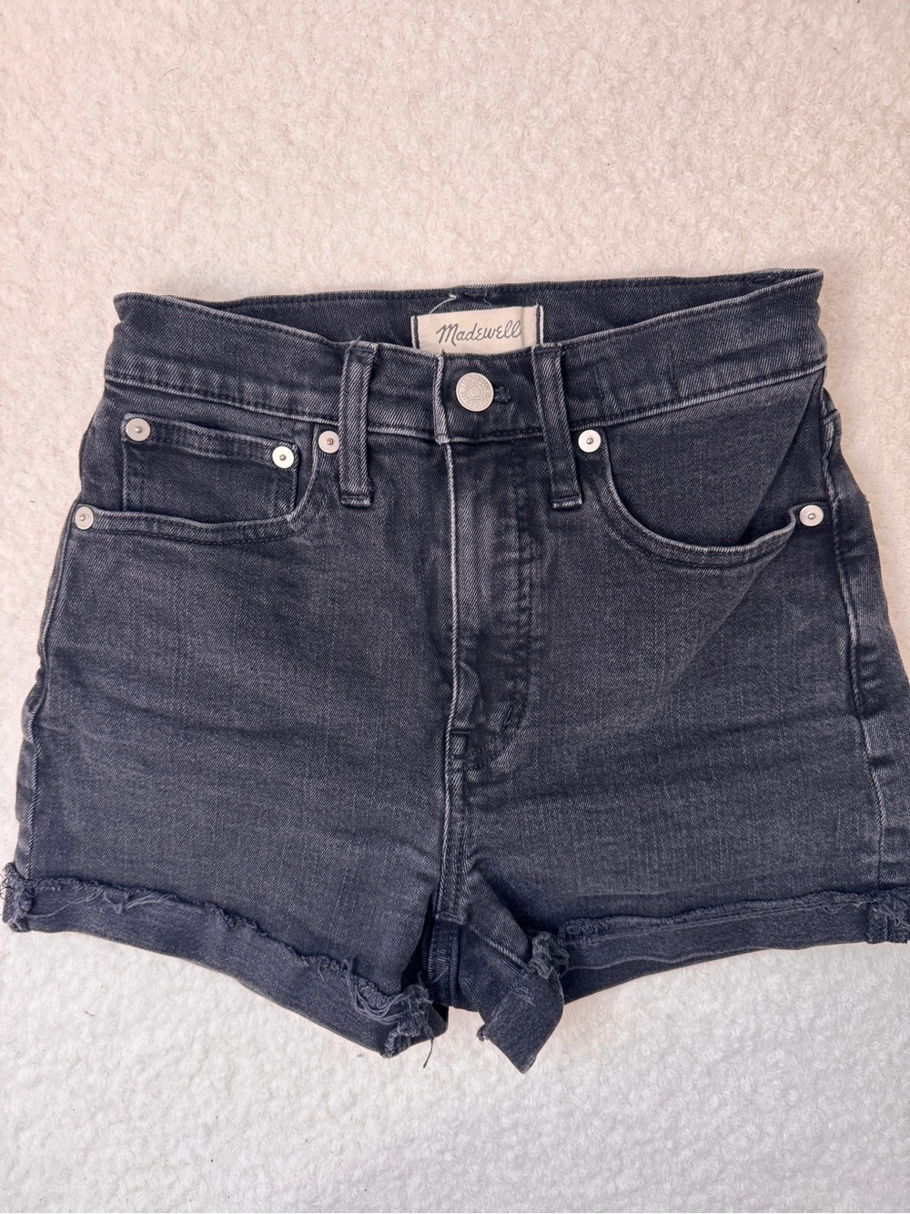 Madewell Black High-Rise Denim Cutoff Shorts